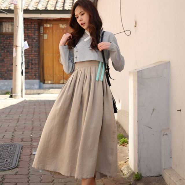 แฟชั่น วินเทจ แฟชั่นเกาหลี Hanbok Skirt กระโปรงฮันบก ชิคๆ 