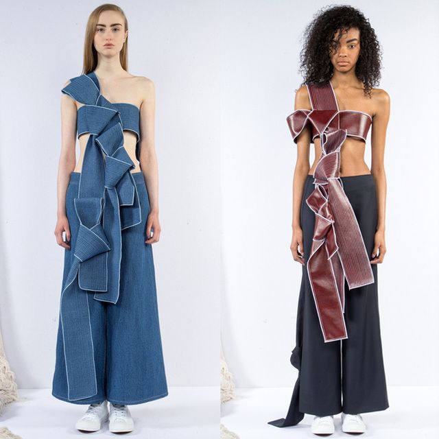Claudia li 2016 2017 fall autumn winter womens new york fashion week origami wrap knot strap threads comics denim jeans observer 05x
