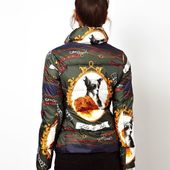Icon love moschino khaki short padded jacket with lila fufi dog print product 2 11250858 464224847