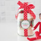 Icon christmas cookies in a jar label