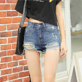 Icon 1438173306 free shipping fashion korean style sexy lady jeans summer font b raw b font edge ripped