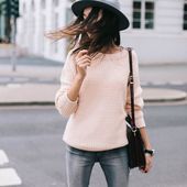 Icon pale pink sweater forever 21 grey jeans outfit ideas