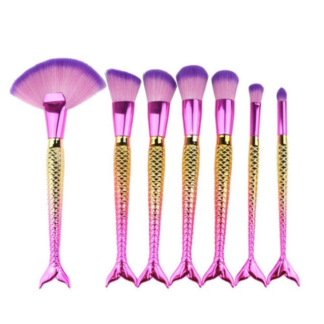 7pcs mermaid brush set fish tail makeup brushes for foundation eyeshadow power professional make up kit.jpg 640x640  27148.1494526448