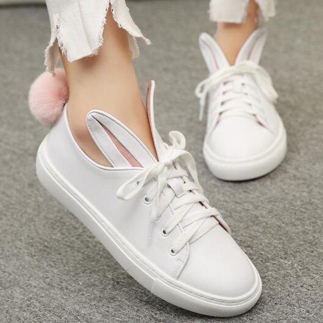 Unique bunny ear shoes pom pom for women shiny sequins shoes 118132