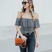 Icon livvyland blog olivia watson sanctuary gingham off shoulder top 4