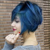 Icon blue colored bob hairstyle