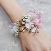 Icon 1507213456 wedding cuff bracelet bridal bracelet pink flower accessory maypole wrist corsage pink corsage pearls crystals mother of the bride new