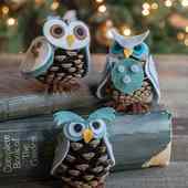 Icon felt and pinecone diy owl ornaments via lia griffith