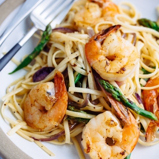 Easy wafu pasta with shrimp and asparagus ii