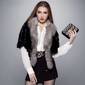 Icon 1447381126 silver fox collar short half sleeve mink fur coat 30405