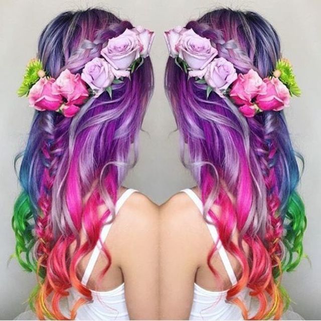 Beautiful rainbow hair color ideas