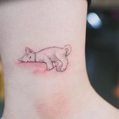 Icon ankle tattoos ideas for women sleeping cat ankle tattoo7