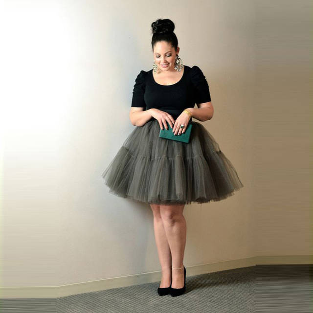 1449197908 fashion short women tulle skirts 5 layers mesh skirt custom made grey solid color knee length