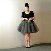Icon 1449197908 fashion short women tulle skirts 5 layers mesh skirt custom made grey solid color knee length