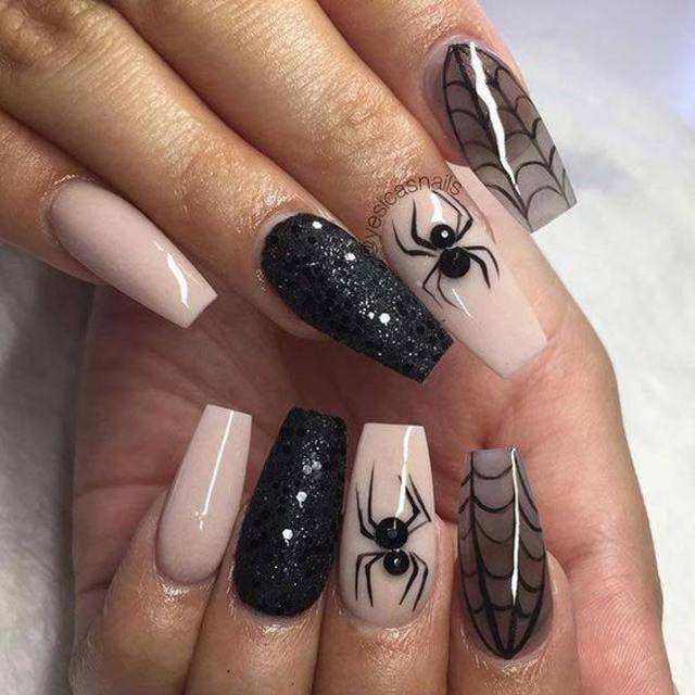 Spider and web nail design