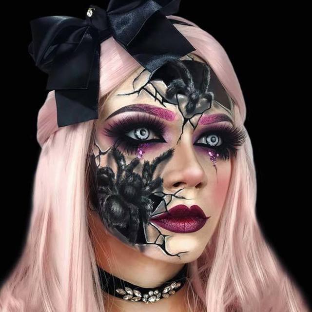 Cracked face and spiders