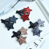 Icon boutique 30pairs fashion cute glitter star bb hairpins solid kawaii star hair clips barrettes headware hair