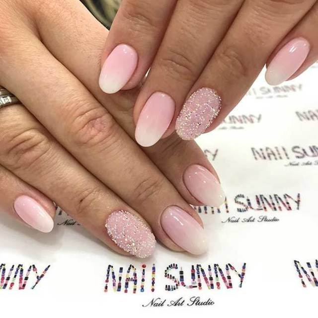 Light pink and white french ombre nails