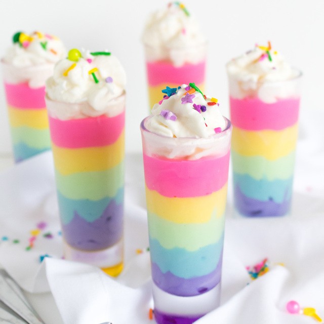 White chocolate rainbow mousse shooters recipe