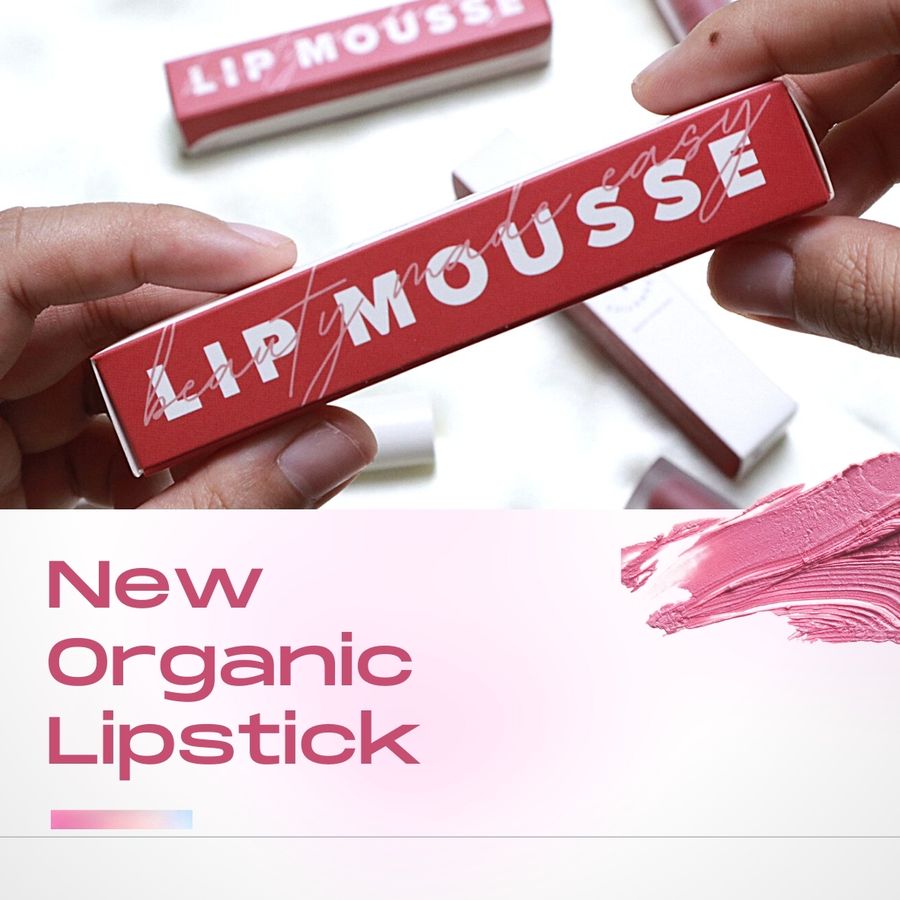 Pink minimalist feminine new organic lipstick facebook video post