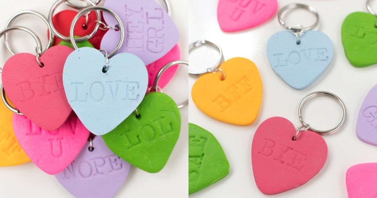 DIY Embossed Heart Keychains