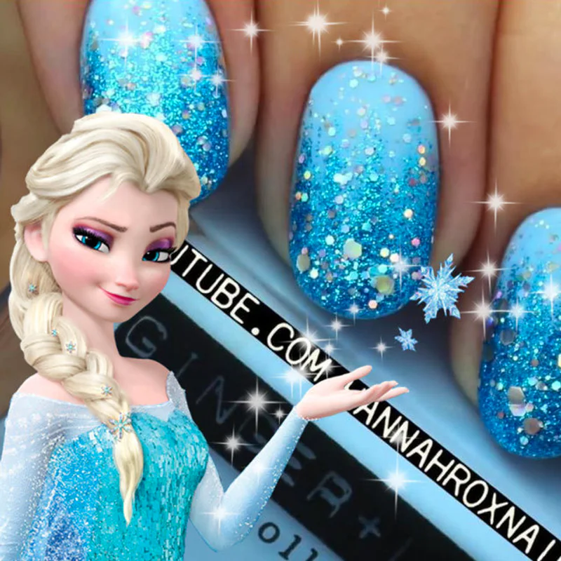 Wow! ทาเล็บสวยเป็นประกาย สไตล์ Elsa ･ﾟ:*☆ [Disney nails]