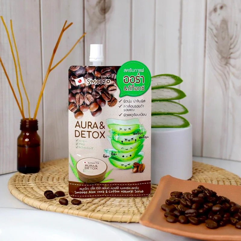 แชร์สูตรเด็ดผิวสวย! Smooto Aloe Vera & Coffee Natural Scrub สครับกาแฟผิวเนียนใสพร้อมโชว์ ✨